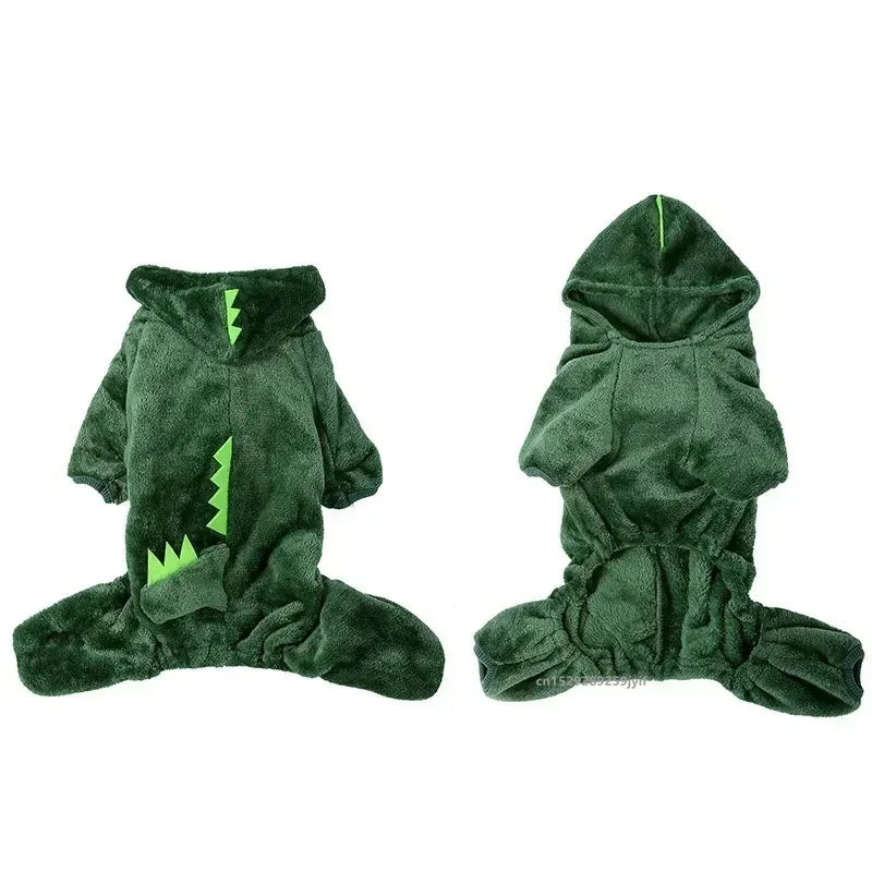 Dinosaur Pet Costume with Hood & Spiky Tail – Winter Jacket