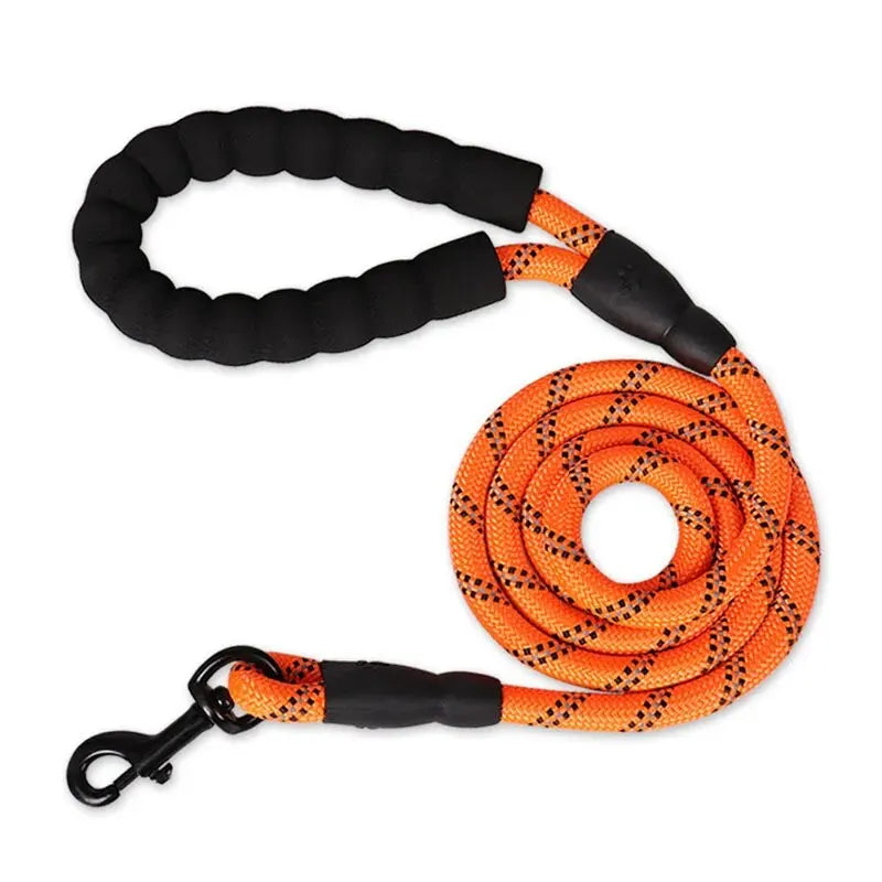 Reflective Nylon Dog Lead – Padded Handle, Heavy Duty Double Rope | 1.5m, 2m & 3m