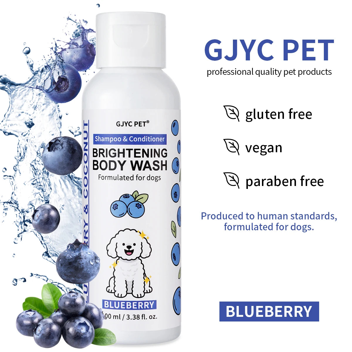 Professional Dog Whitening Shampoo – Blueberry Brightening Formula