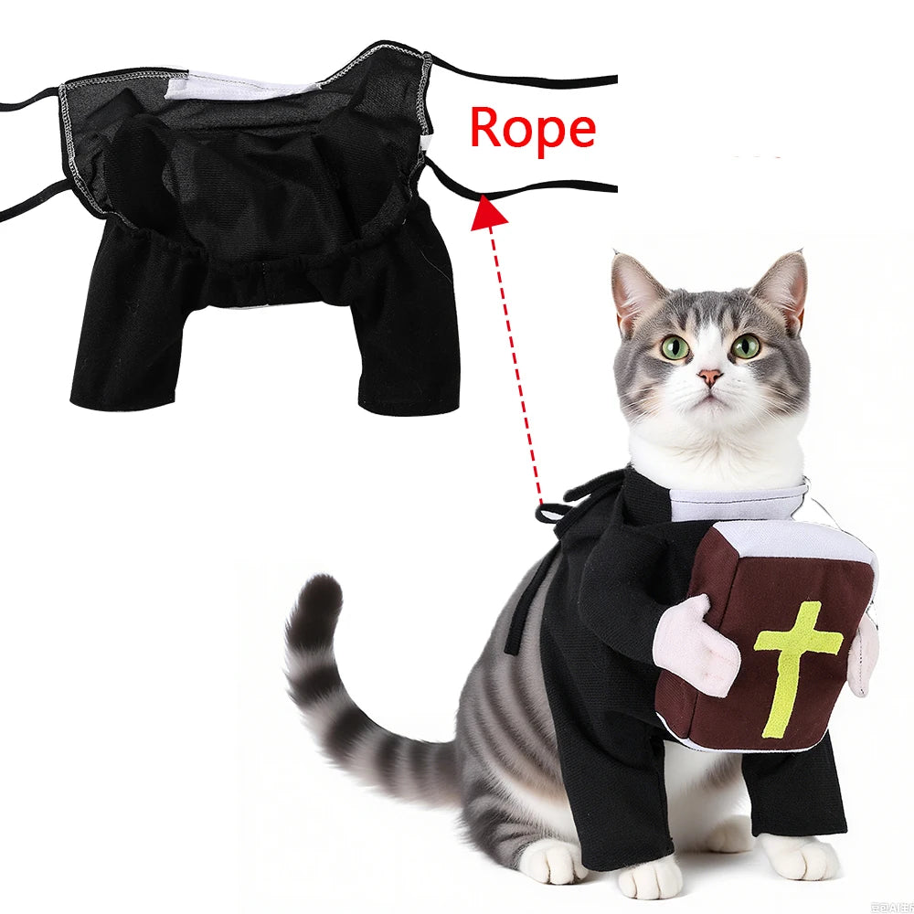 Funny Pastor Pet Costume – With Bible & Cross Accessories