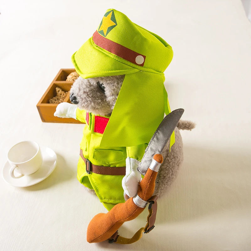 Pet Transformation Costume Set – Funny Novelty Outfit (Soldier)