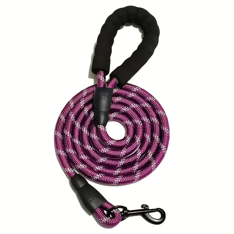 Reflective Nylon Dog Lead – Padded Handle, Heavy Duty Double Rope | 1.5m, 2m & 3m