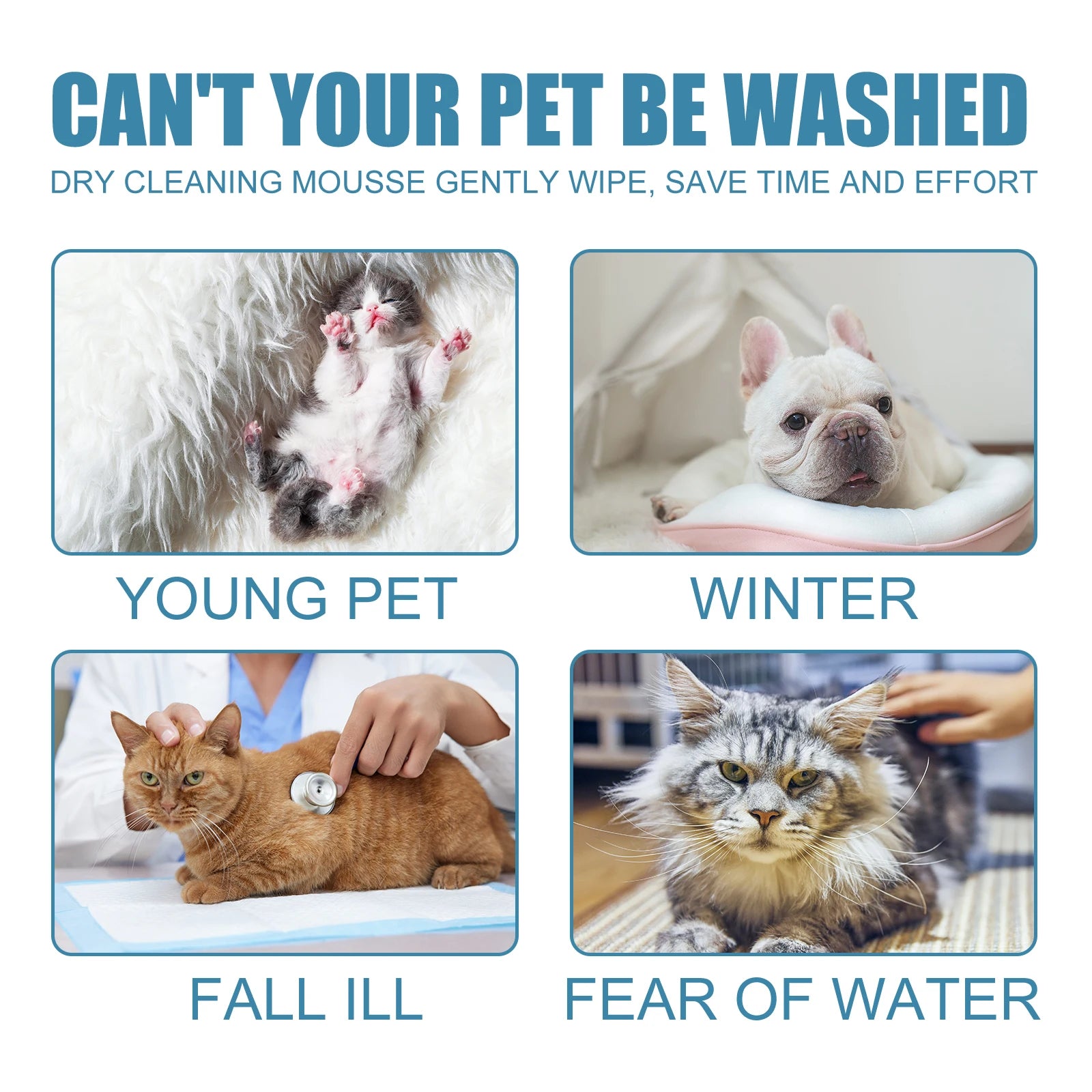 YEGBONG Dry Pet Shampoo – No-Rinse Formula for Sensitive Skin