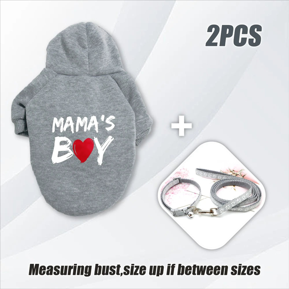 MAMA's Boy Dog Hoodie & Leash Set – 2pcs Matching Outfit