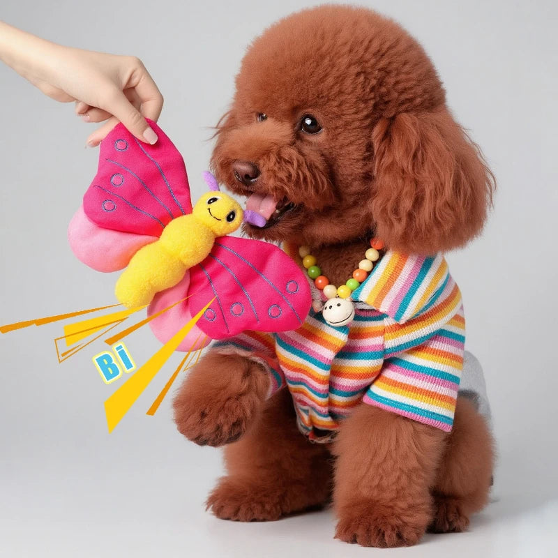 Squeaky Plush Butterfly Dog Chew Toy – Dental Cleaning Toy