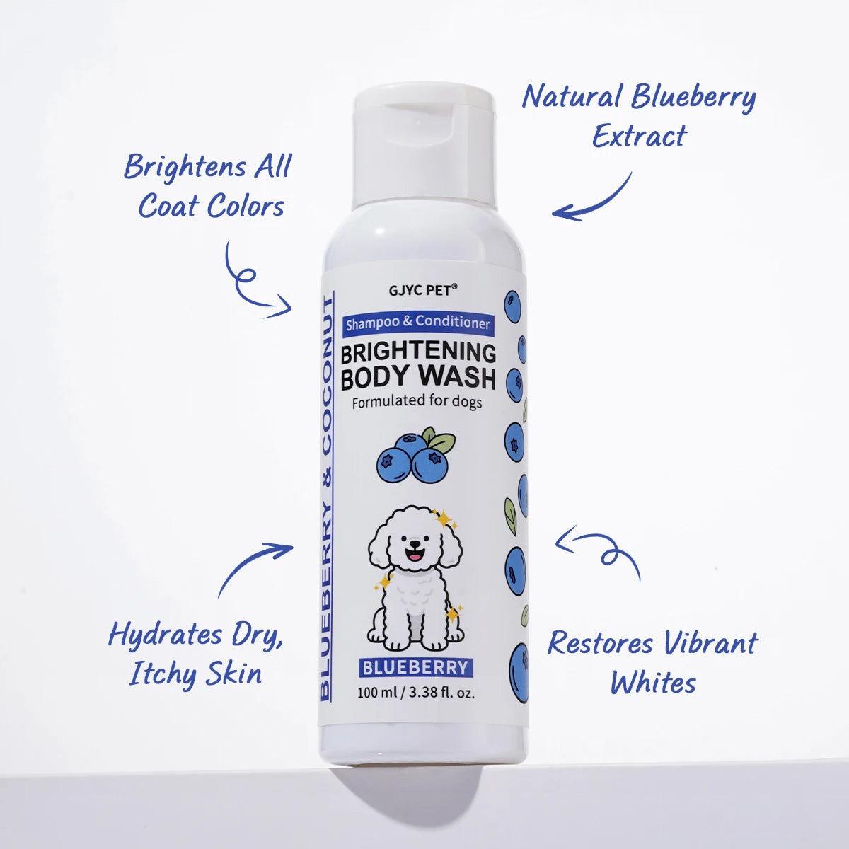 Professional Dog Whitening Shampoo – Blueberry Brightening Formula