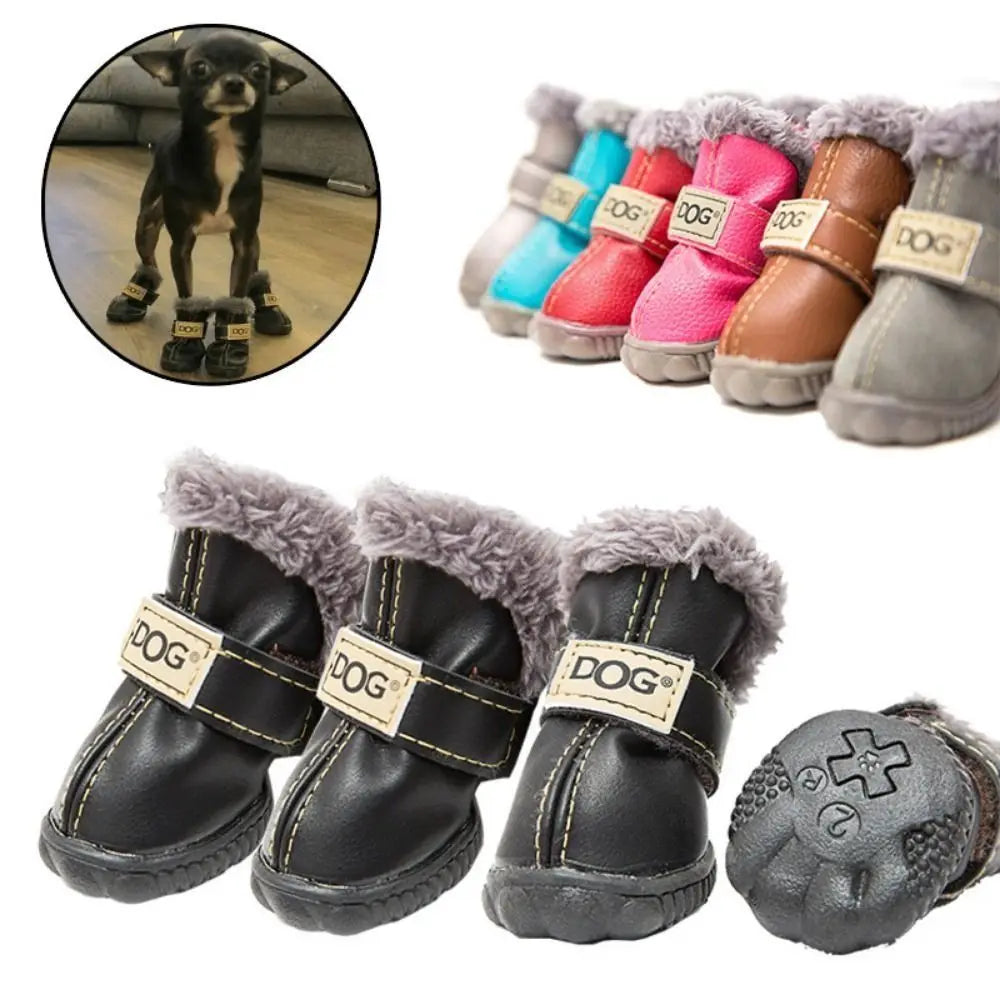 Luxury Ugg Style Soft Plush Winter Dog Snow Boots – Waterproof Non-Slip (Set of 4)