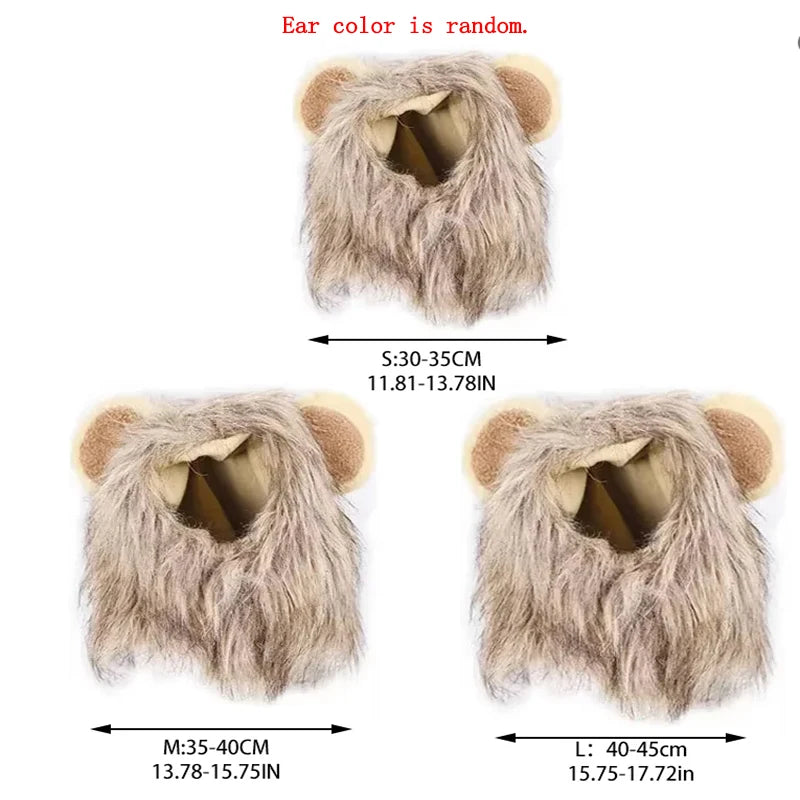 Lion Mane Headgear Pet Costume – Adjustable Funny Dress-Up Accessory