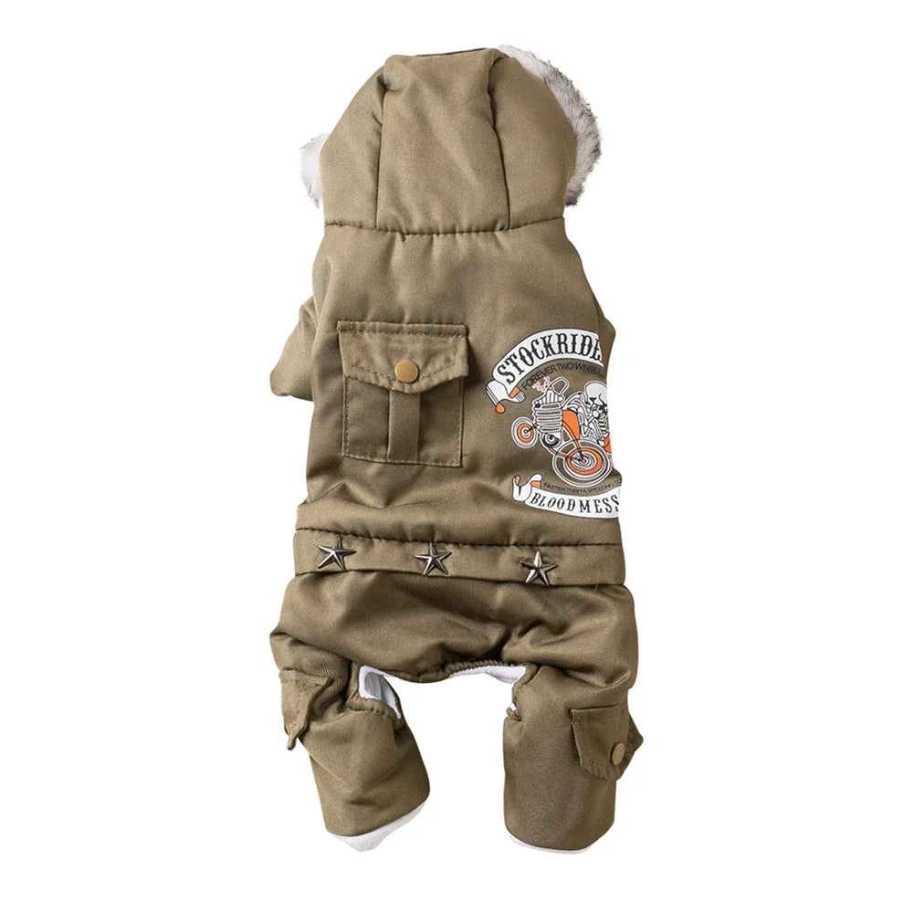 StockRiders Hooded Dog Jumpsuit – Thickened  Coat for Small Dogs