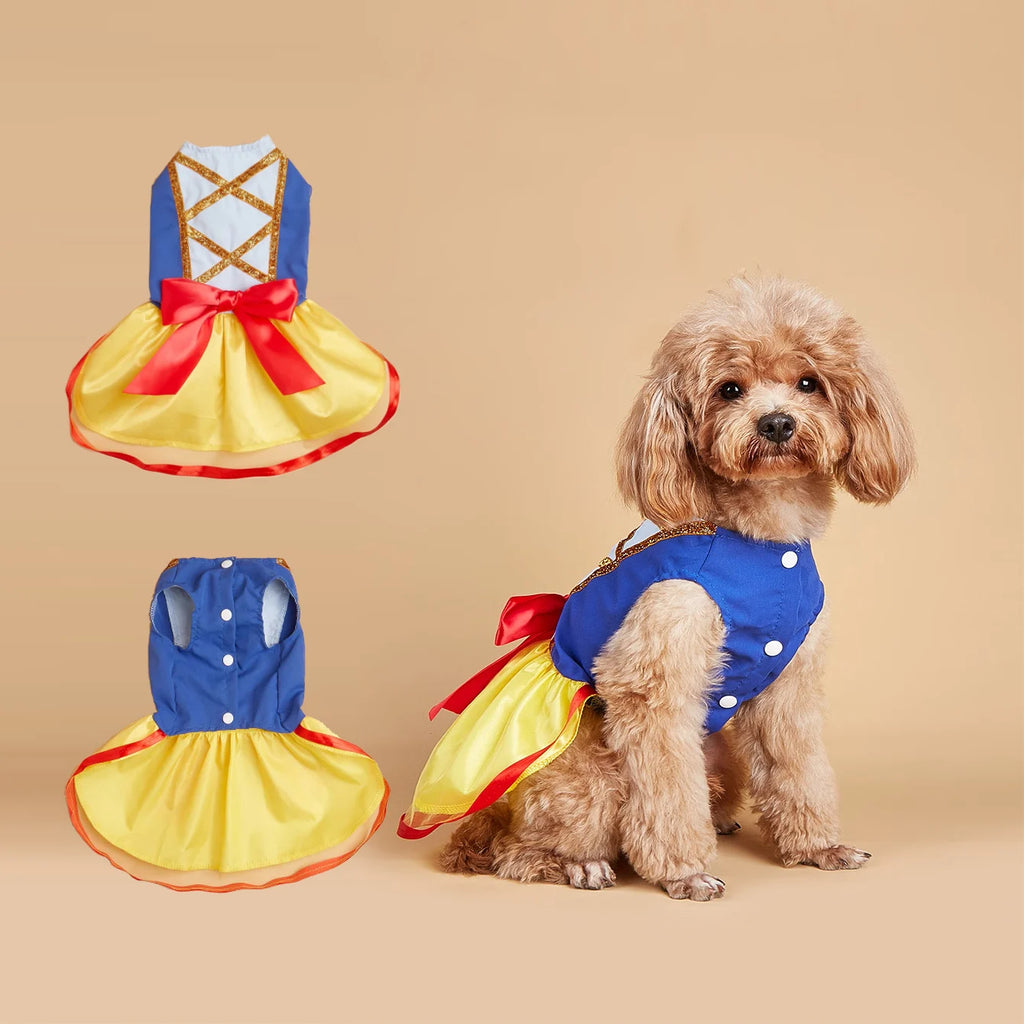 Snow White Princess Dog Dress – Costume for Christmas, Halloween & Special Occasions