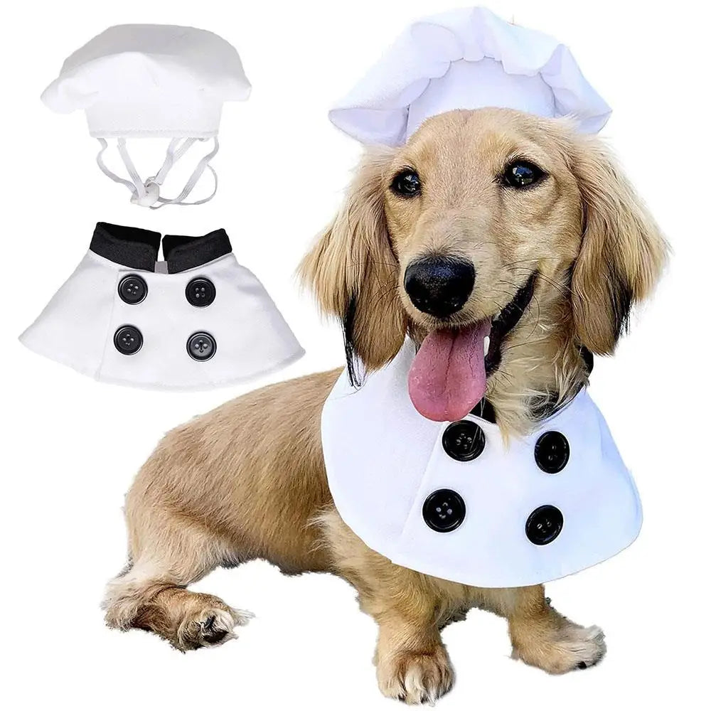 Dog Chef Hat & Scarf Costume Set – Festive Fancy Dress
