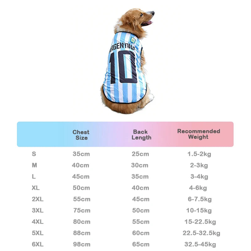World Cup Football Jersey Pet T-Shirt – Breathable Mesh Vest (7 Country Options / All sizes)