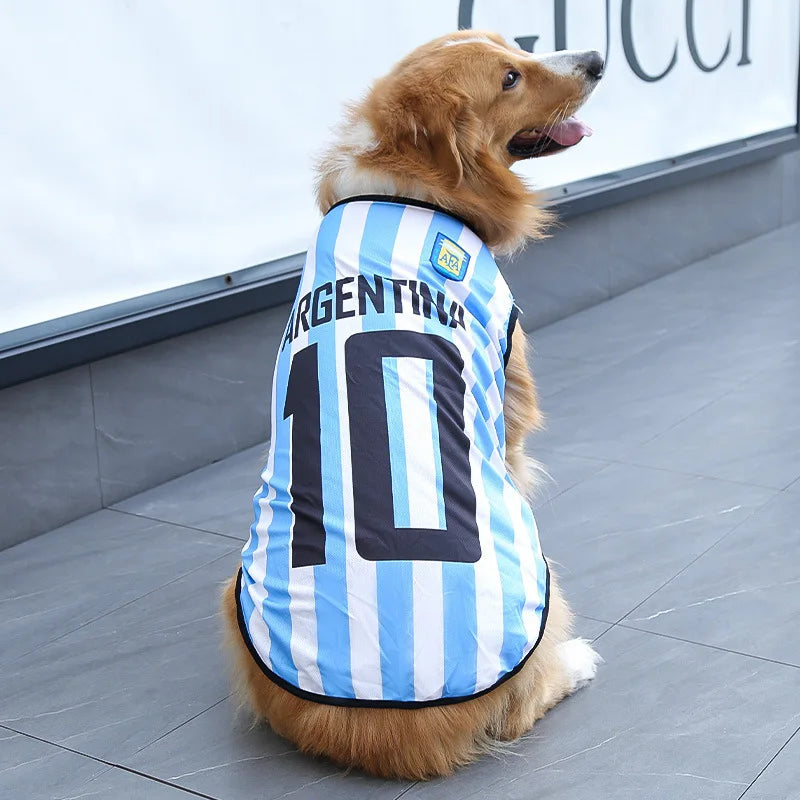World Cup Football Jersey Pet T-Shirt – Breathable Mesh Vest (7 Country Options / All sizes)