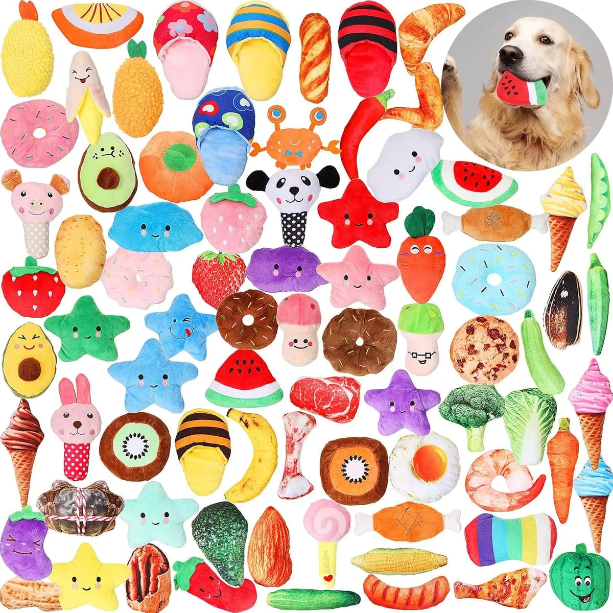 100-Piece Assorted Squeak Toy Bundle