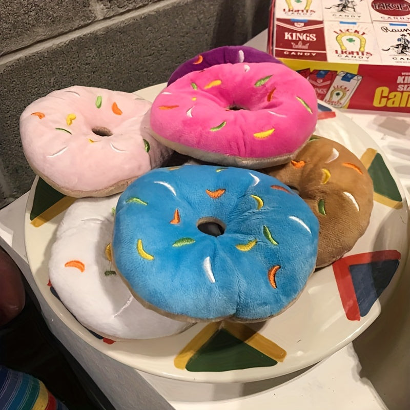 3pcs Squeaky Plush Donut Dog Toys - Soft Fabric Pet Pillows for Play & Party Favors, Ideal for Medium Breeds