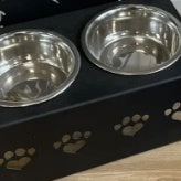 Personalised Dog Food Bowl Rack - Custom Name, Wrought Iron, 33x17cm