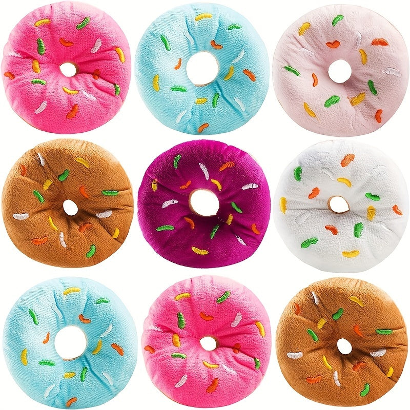 3pcs Squeaky Plush Donut Dog Toys - Soft Fabric Pet Pillows for Play & Party Favors, Ideal for Medium Breeds