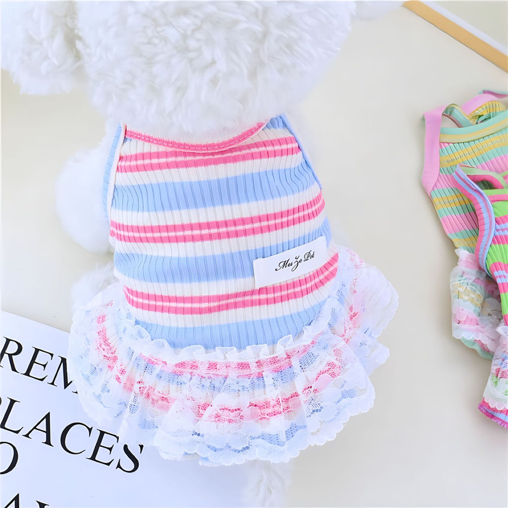 Lace Stripe Princess Dress Vest for Dogs & Cats