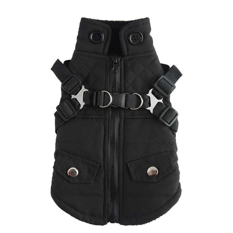 BellyRub Padded Dog Jacket with Harness Clip | For Dogs - Hooded & Non Hooded Options (Red, Army Green, Blue, Black)