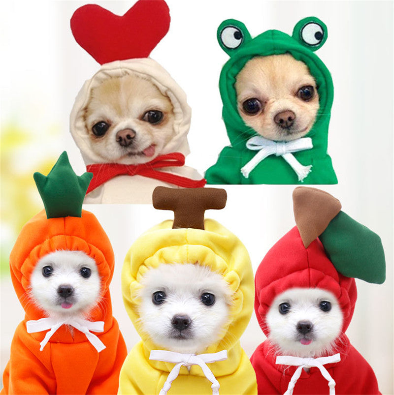 Cute Fruit Print Dog Hoodie - Warm Fleece Winter Coat