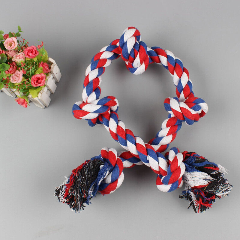 XXL Indestructible Cotton Rope Dog Toy – 5-Knot Tug & Chew Toy for Large Dogs | 36 Inch | Multicolour & Blue