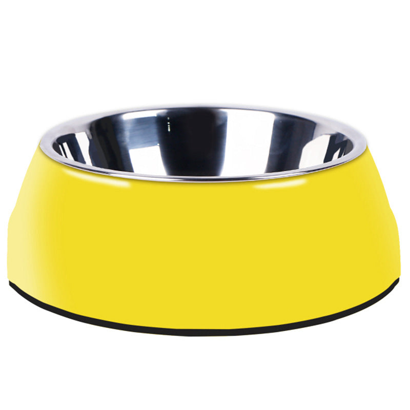 Luxe Melamine Pet Bowl – Classic Round | 6 Colours | S–XL - Stainless Steel