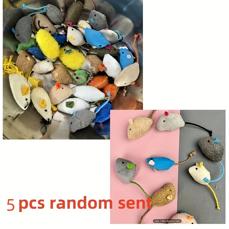 5pcss Mouse Shaped Plush Cat Toys Set, Amusing Cat Toys For Cat Interactive Accessories