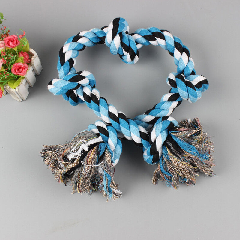 XXL Indestructible Cotton Rope Dog Toy – 5-Knot Tug & Chew Toy for Large Dogs | 36 Inch | Multicolour & Blue