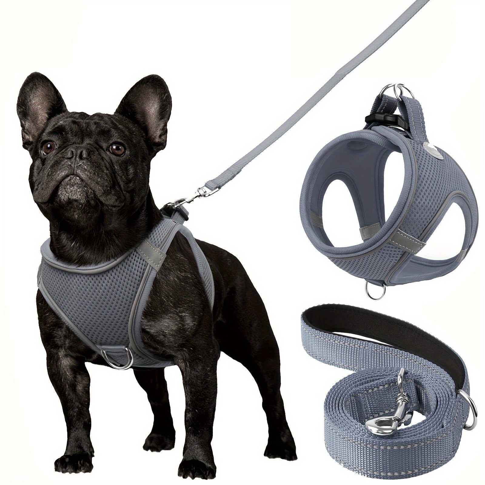 Joytale Step in Dog Harness and leash Set,Reflective Soft Padded Nylon Leash,Breathable Mesh Vest Harness and Leash for Small and Medium Dogs