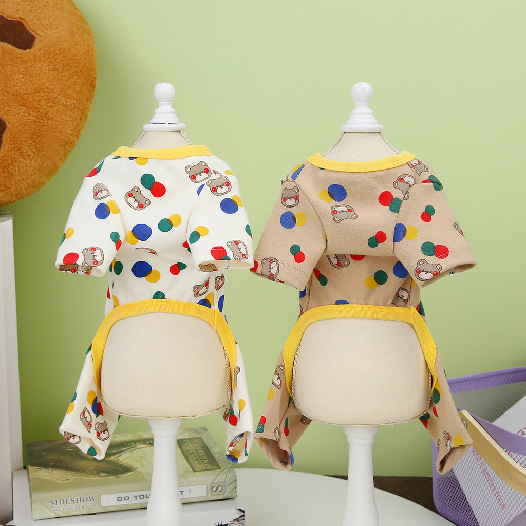 Colourful Ball Bear Dog Jumper - Soft Cotton & Spandex Blend