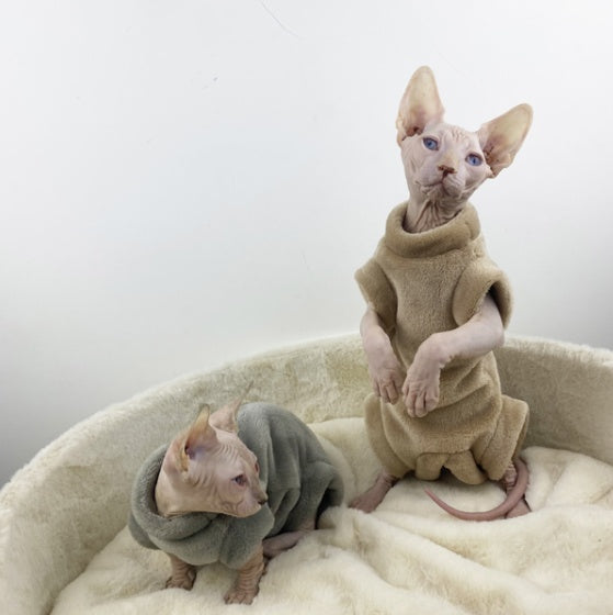Flannel Thermal Four-Legged Jacket for Hairless Cats - Sphinx & Naked Breeds