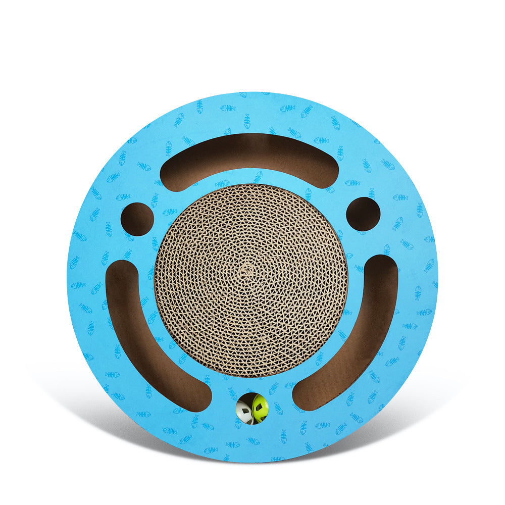 FlatCat Scratching Board | Corrugated Paper Claw Grinder | Blue & Wood