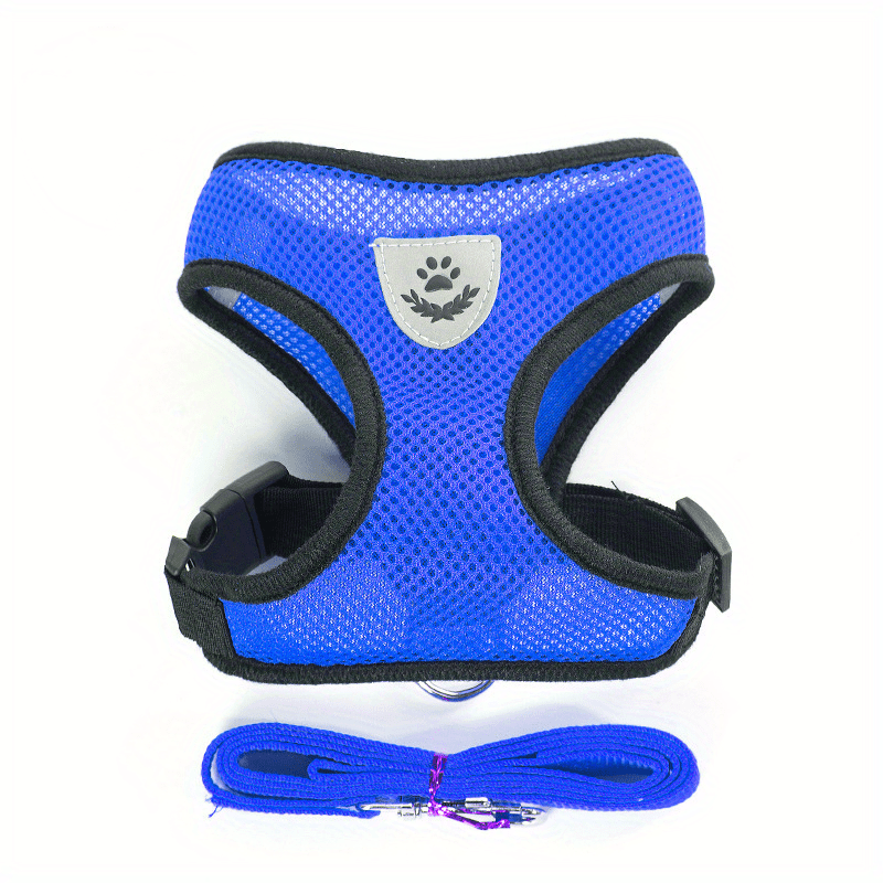 Reflective Pet Harness And Leash Set For Dogs And Cats, Adjustable Puppy Cat Vest Harness With Soft Mesh