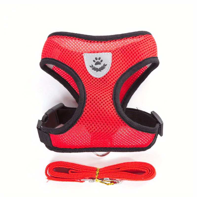 Reflective Pet Harness And Leash Set For Dogs And Cats, Adjustable Puppy Cat Vest Harness With Soft Mesh