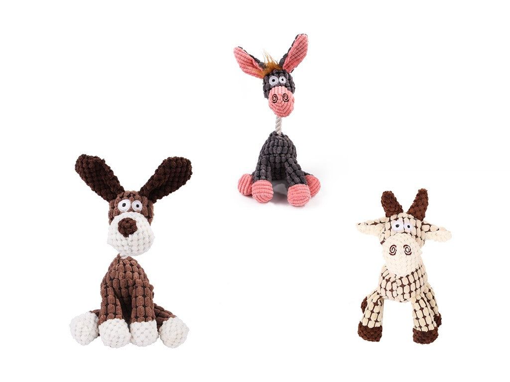 Premium Corduroy Squeaky Dog Toy - Chew, Cuddle & Play (available in 15+ Designs + Mult-Sets)