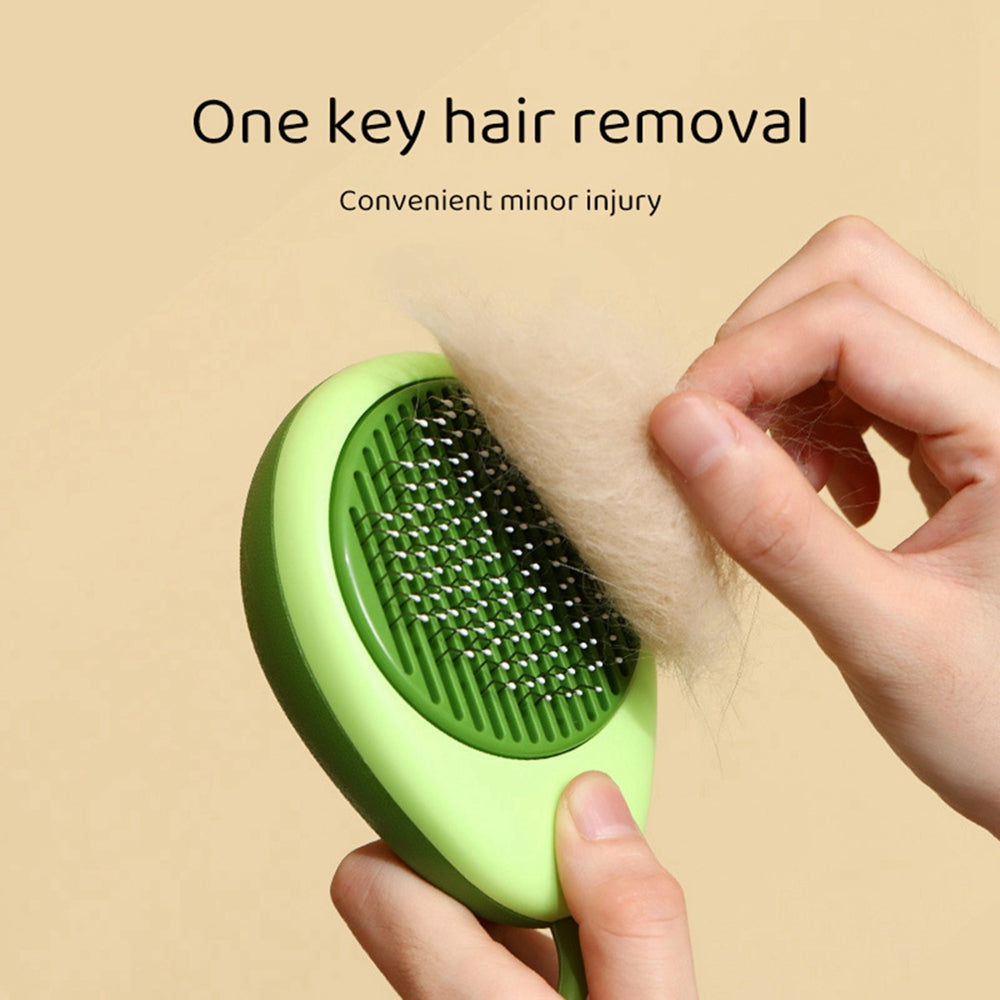 Self-Cleaning Pet Grooming Brush – One-Click Hair Release | Avocado & Lemon | Cats & Dogs