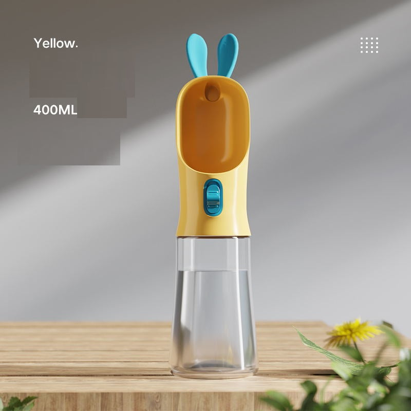 Portable Travel Pet Water & Food Cup – 400ml | Green, White, Grey & Yellow
