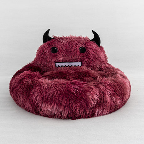 Faux Fur Donut Pet Bed - Luxury Round Nest for Cats & Dogs(Blue OR red)