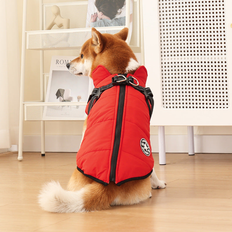 Reflective Dog Fashion Hoodie | Fleece-Lined Cotton Jacket