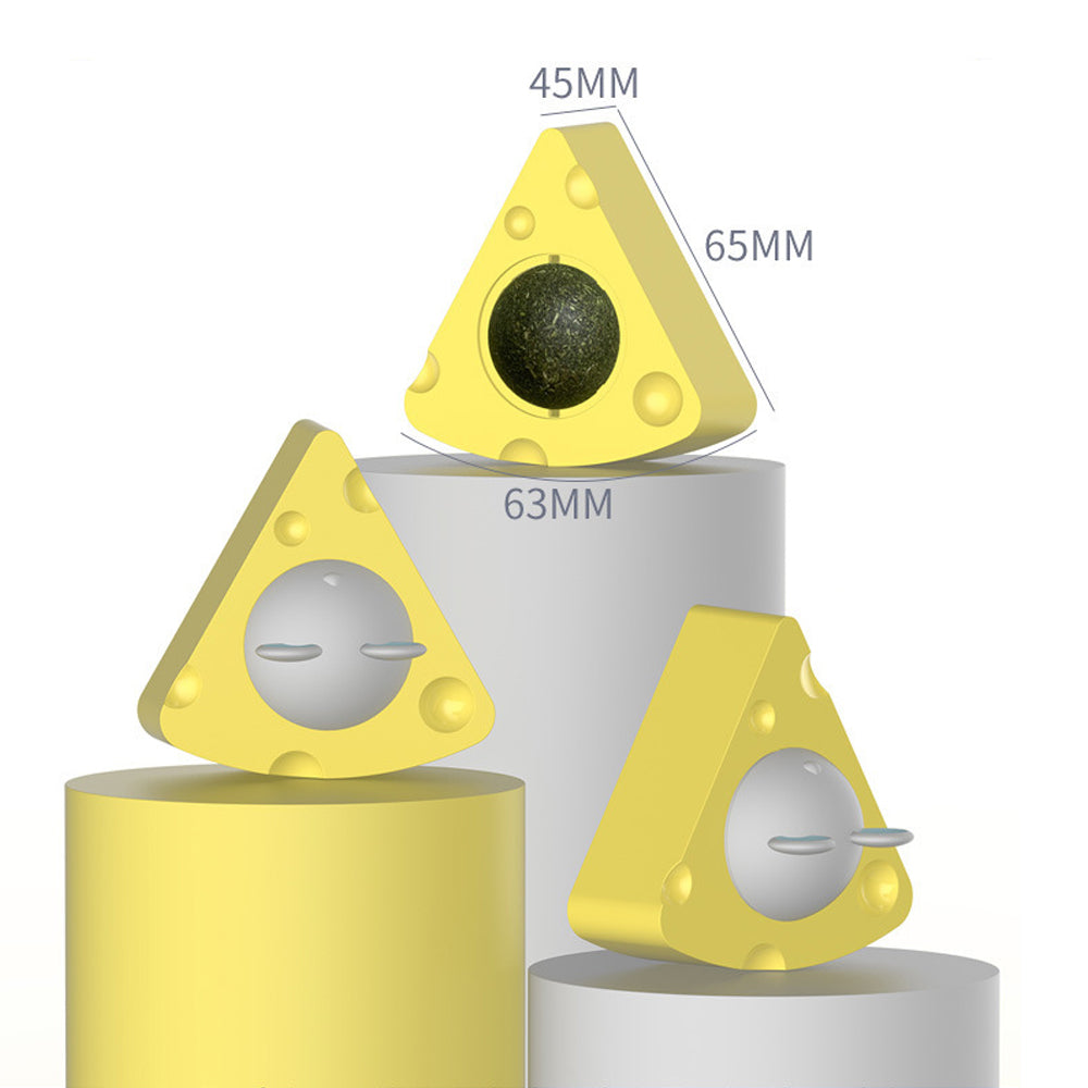 Catnip & Silvervine Cheese Ball Cat Toy - Teeth Cleaning & Self-Entertainment