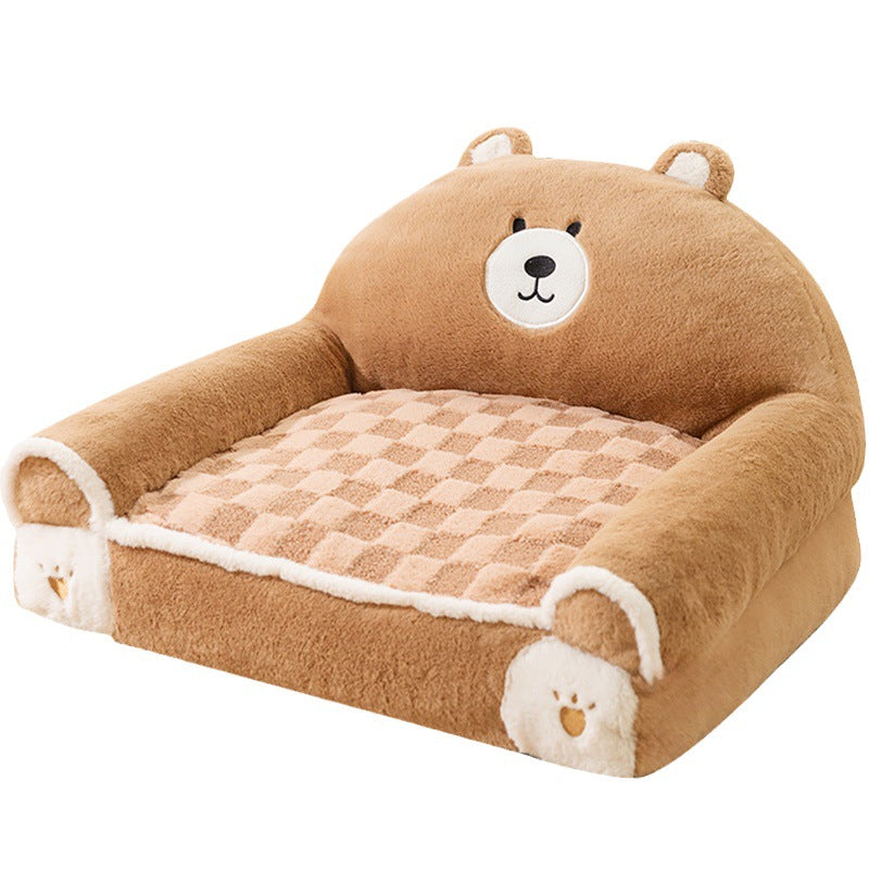 Teddy Bear Corduroy Sofa Bed for Cats & Dogs