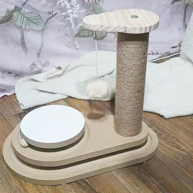 Solid Wood Cat Turntable Toy with Bite-Resistant Wand - 17 Variants