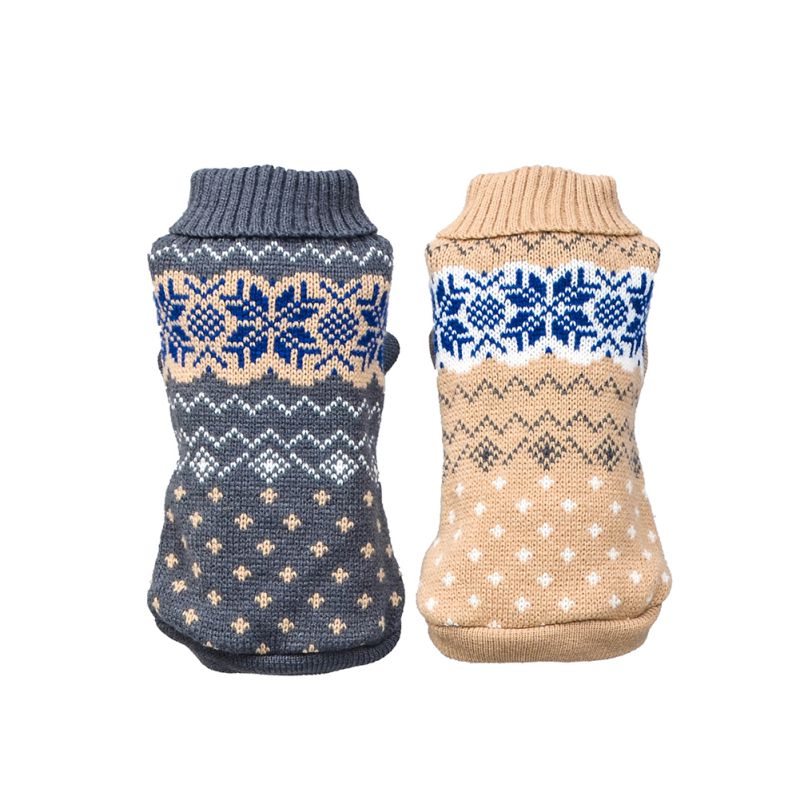 Stretch Snowflake Print Dog Sweater - Warm Autumn & Winter