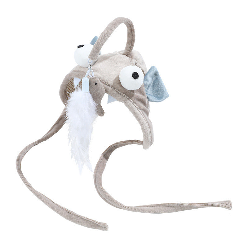 Head-Mounted Feather Cat Wand Toy - Hands-Free Interactive Play