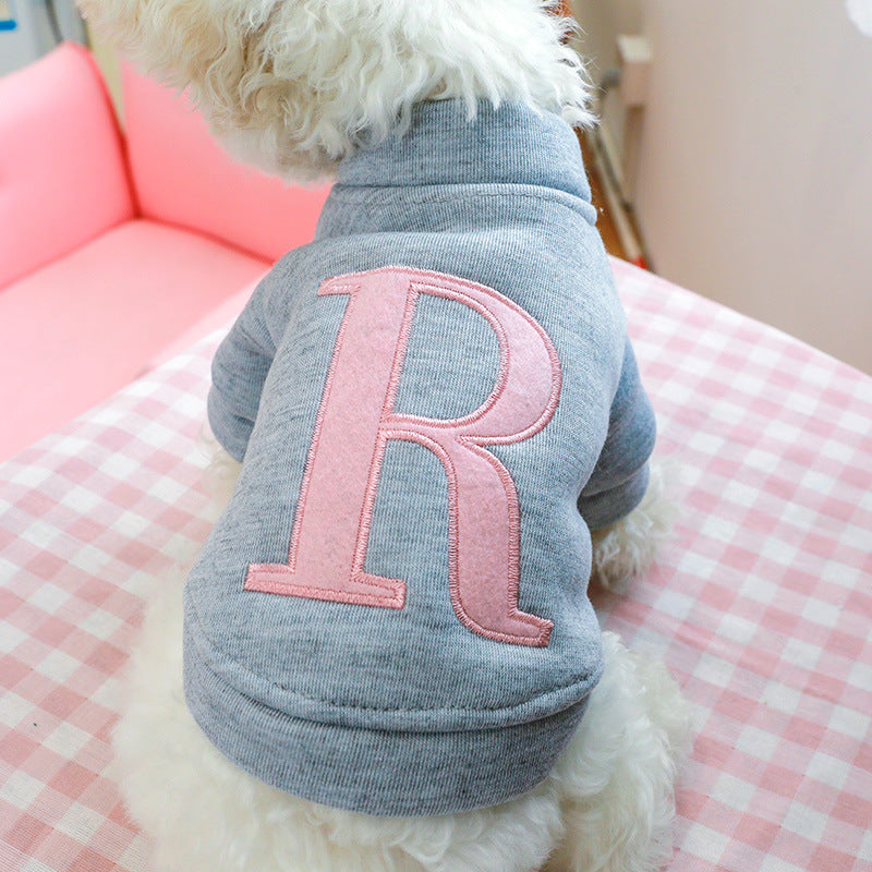Luxe Letter Print Dog Hoodie Sweater - Autumn & Winter Warmth