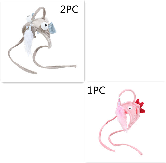 Head-Mounted Feather Cat Wand Toy - Hands-Free Interactive Play