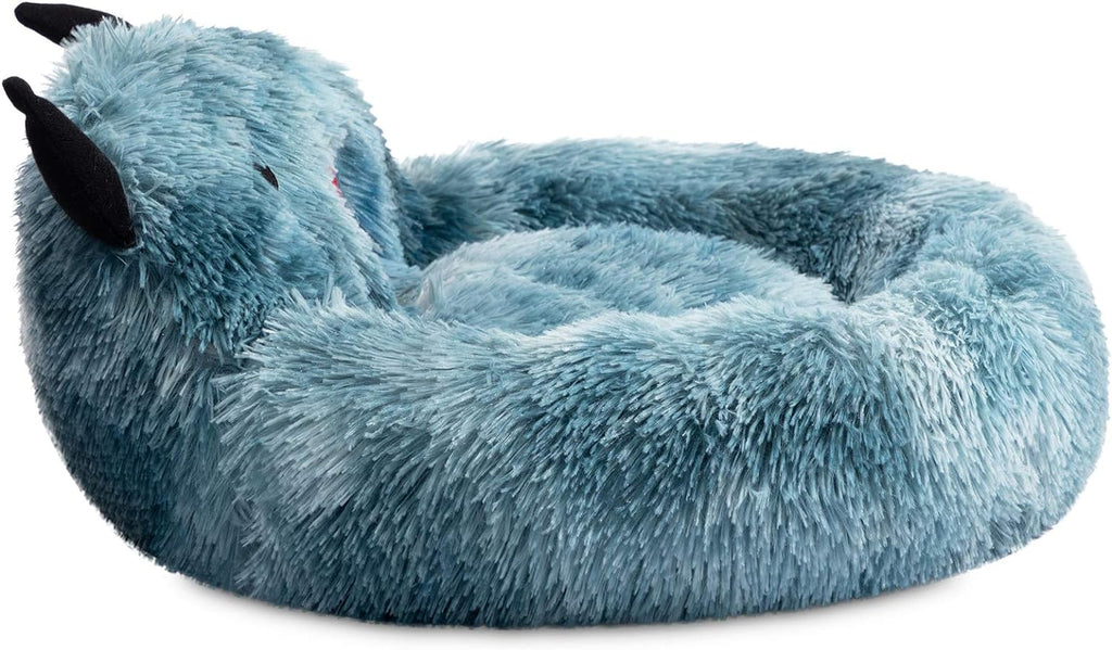 Faux Fur Donut Pet Bed - Luxury Round Nest for Cats & Dogs(Blue OR red)