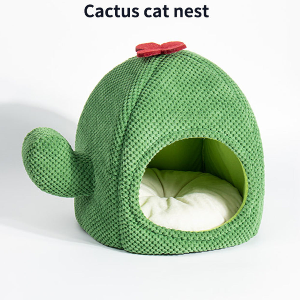 Cactus Cat Cave Bed - Warm, Enclosed & Adorable