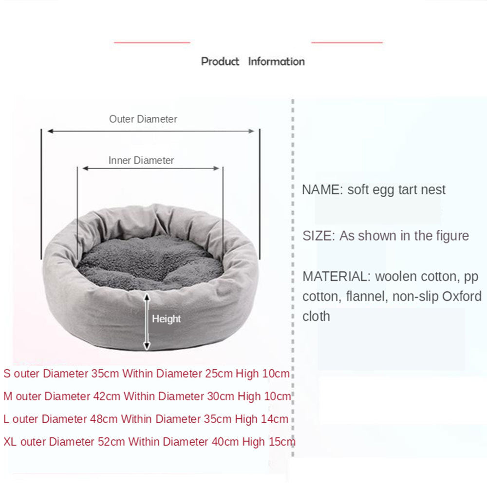 Round Plush Pet Nest with Pillow - Cosy Bed for Small Dogs & Cats