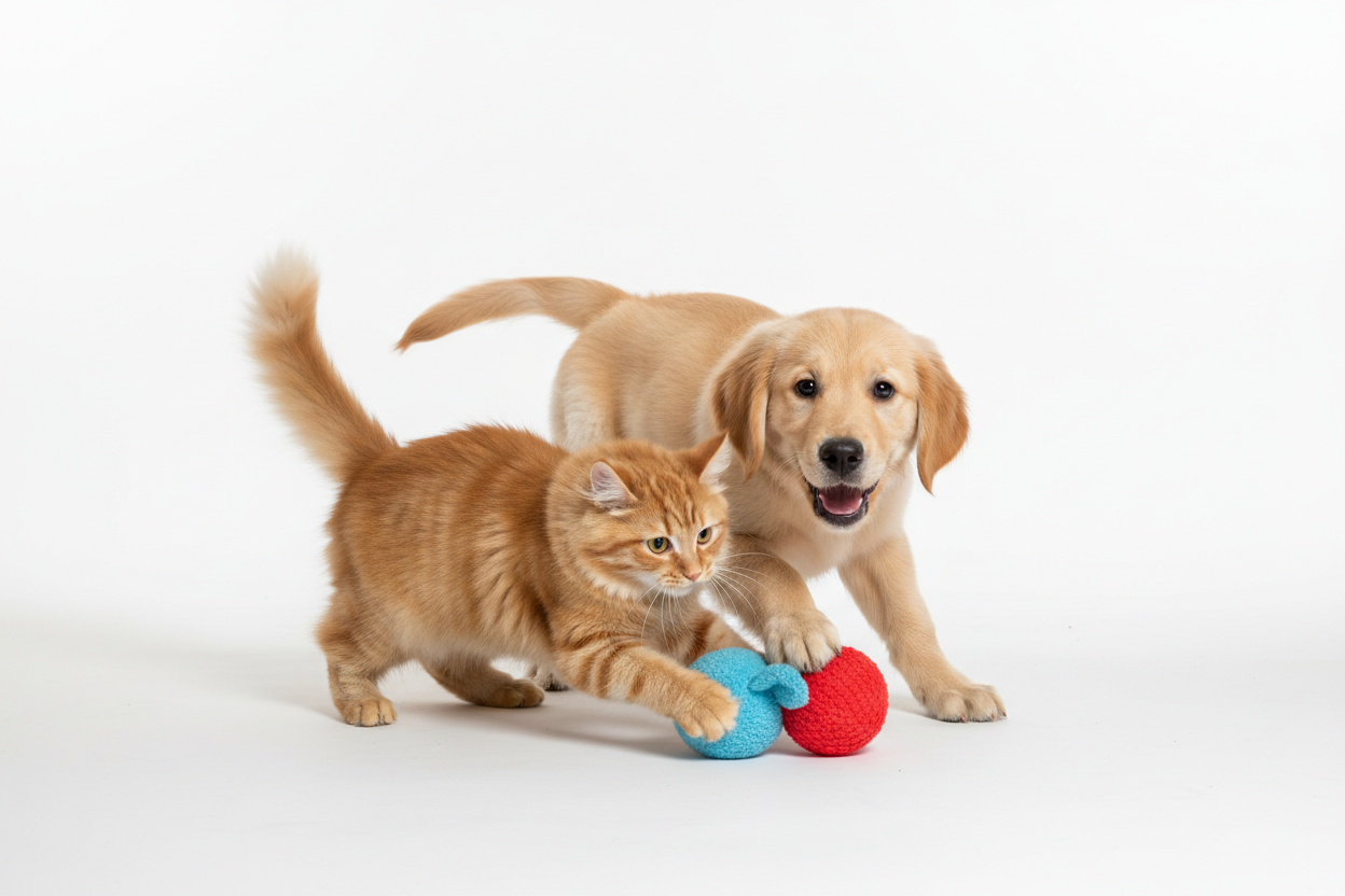 Cat and Dog Playing